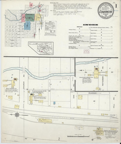 Sanborn Fire Insurance Map from Comanche, Stephens County, Oklahoma (1914), Sheet #0001 - Complete Map Set gallery image, historic Sanborn map, vintage wall art, Oklahoma Oklahoma