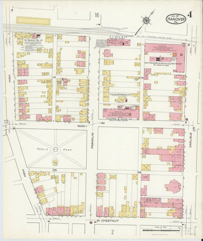 Sanborn Fire Insurance Map from Hanover, York County, Pennsylvania (1917), Sheet #0004 - Complete Map Set gallery image, historic Sanborn map, vintage wall art, Pennsylvania Pennsylvania