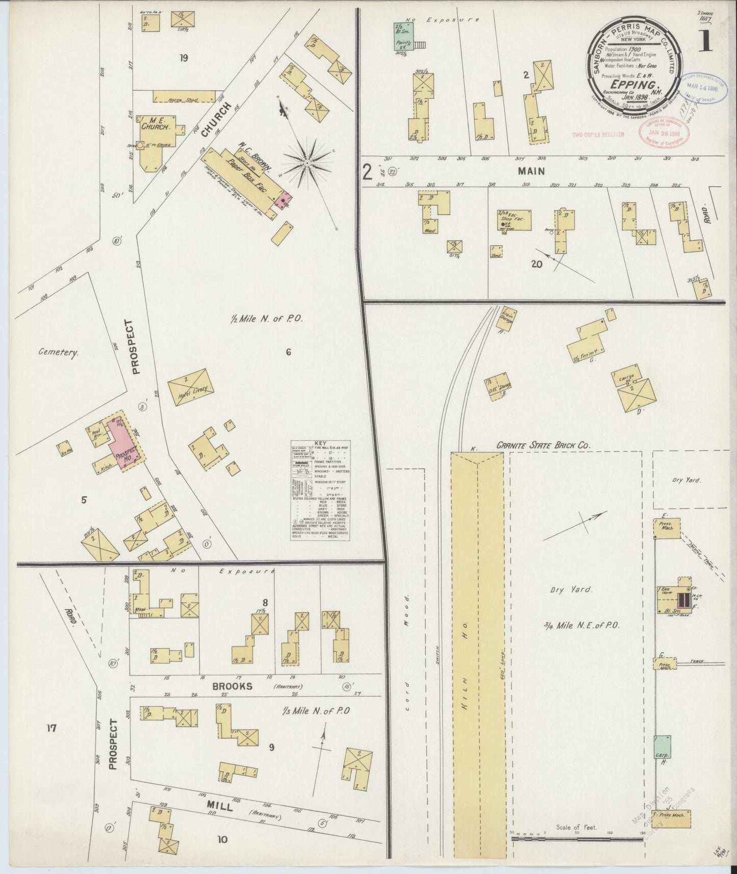 Sanborn Fire Insurance Map from Epping, Rockingham County, New Hampshire (1898), Sheet #0001 - Historic Sanborn Fire Insurance Map Print, vintage old map wall art, antique decor, genealogy gift, New Hampshire New Hampshire map