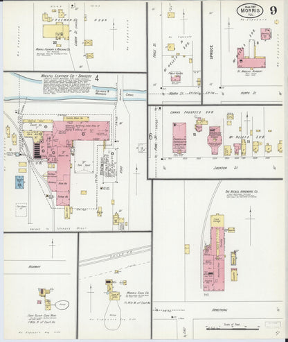 Sanborn Fire Insurance Map from Morris, Grundy County, Illinois (1907), Sheet #0009 - Complete Map Set gallery image, historic Sanborn map, vintage wall art, Illinois Illinois