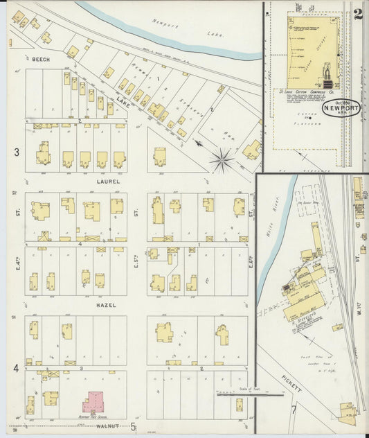 Sanborn Fire Insurance Map from Newport, Jackson County, Arkansas (1896), Sheet #0002 - Historic Sanborn Fire Insurance Map Print, vintage old map wall art, antique decor, genealogy gift, Arkansas Arkansas map