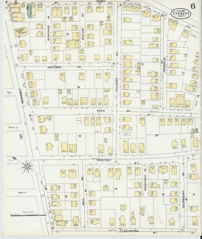 Sanborn Fire Insurance Map from Everett, Middlesex County, Massachusetts (1897), Sheet #0006 - Historic Sanborn Fire Insurance Map Print, vintage old map wall art, antique decor, genealogy gift, Massachusetts Massachusetts map