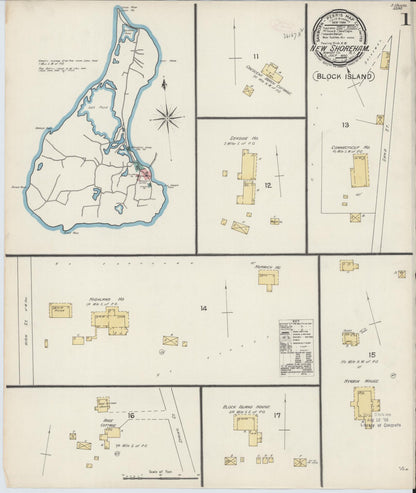 Sanborn Fire Insurance Map from New Shoreham, Newport County, Rhode Island (1892), Sheet #0001 - Complete Map Set gallery image, historic Sanborn map, vintage wall art, Rhode Island Rhode Island