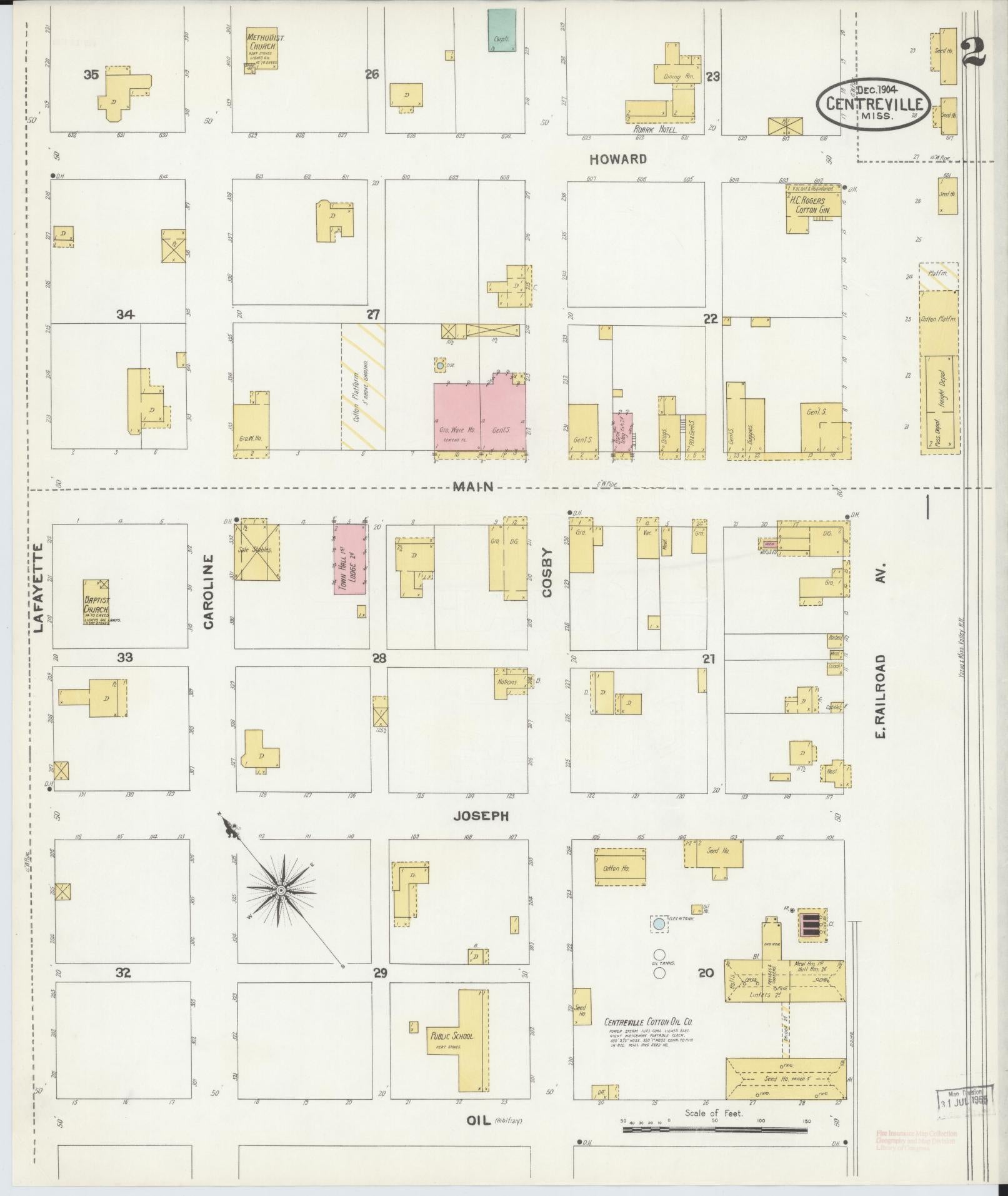 Sanborn Fire Insurance Map from Centreville, Wilkinson County, Mississippi (1904), Sheet #0002 - Historic Sanborn Fire Insurance Map Print, vintage old map wall art, antique decor, genealogy gift, Mississippi Mississippi map