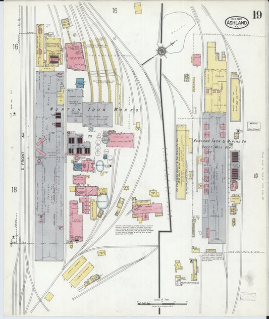 Sanborn Fire Insurance Map from Ashland, Boyd County, Kentucky (1920), Sheet #0019 - Historic Sanborn Fire Insurance Map Print, vintage old map wall art, antique decor, genealogy gift, Kentucky Kentucky map