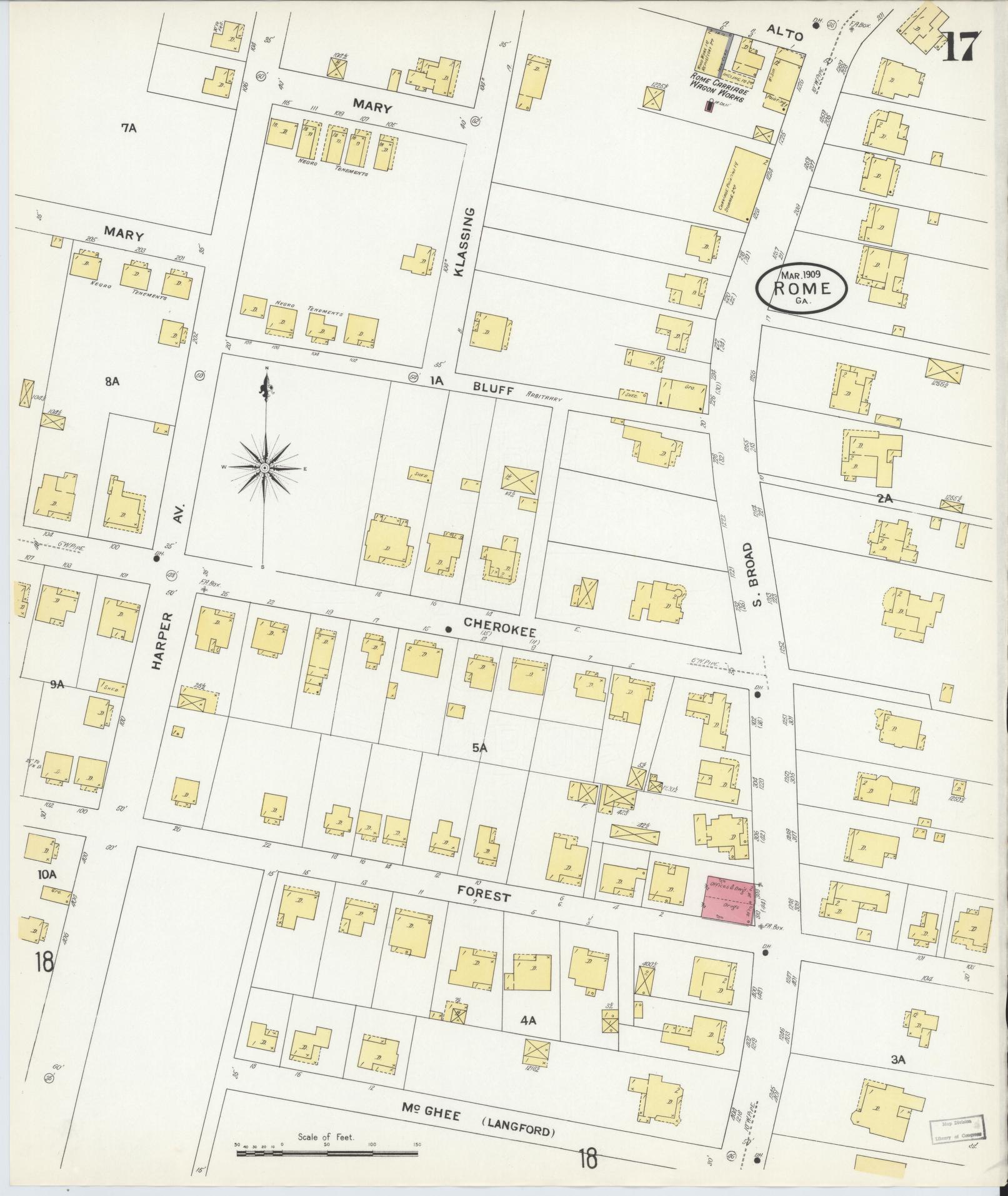 Sanborn Fire Insurance Map from Rome, Floyd County, Georgia (1909), Sheet #0017 - Complete Map Set gallery image, historic Sanborn map, vintage wall art, Georgia Georgia