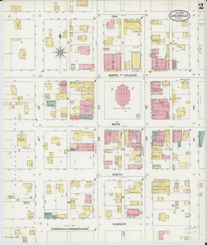Sanborn Fire Insurance Map from Greenville, Bond County, Illinois (1898), Sheet #0002 - Complete Map Set gallery image, historic Sanborn map, vintage wall art, Illinois Illinois
