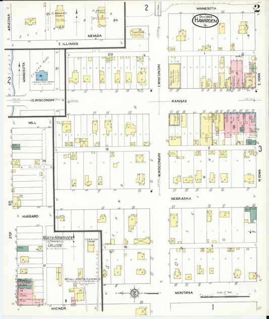 Sanborn Fire Insurance Map from Hawarden, Sioux County, Iowa (1909), Sheet #0002 - Historic Sanborn Fire Insurance Map Print, vintage old map wall art