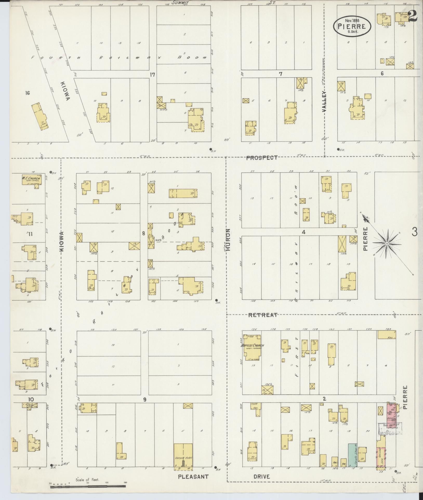 Sanborn Fire Insurance Map from Pierre, Hughes County, South Dakota (1898), Sheet #0002 - Complete Map Set gallery image, historic Sanborn map, vintage wall art, South Dakota South Dakota