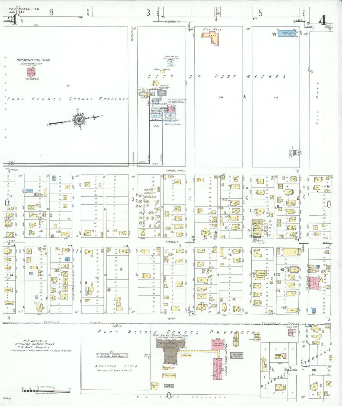 Sanborn Fire Insurance Map from Port Neches, Jefferson County, Texas (1949), Sheet #0004 - Complete Map Set gallery image, historic Sanborn map, vintage wall art, Texas Texas