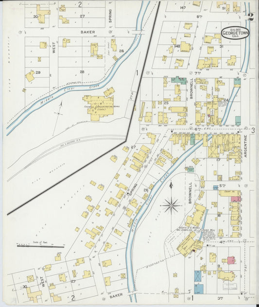 Sanborn Fire Insurance Map from Georgetown, Clear Creek County, Colorado (1900), Sheet #0002 - Historic Sanborn Fire Insurance Map Print, vintage old map wall art, antique decor, genealogy gift, Colorado Colorado map