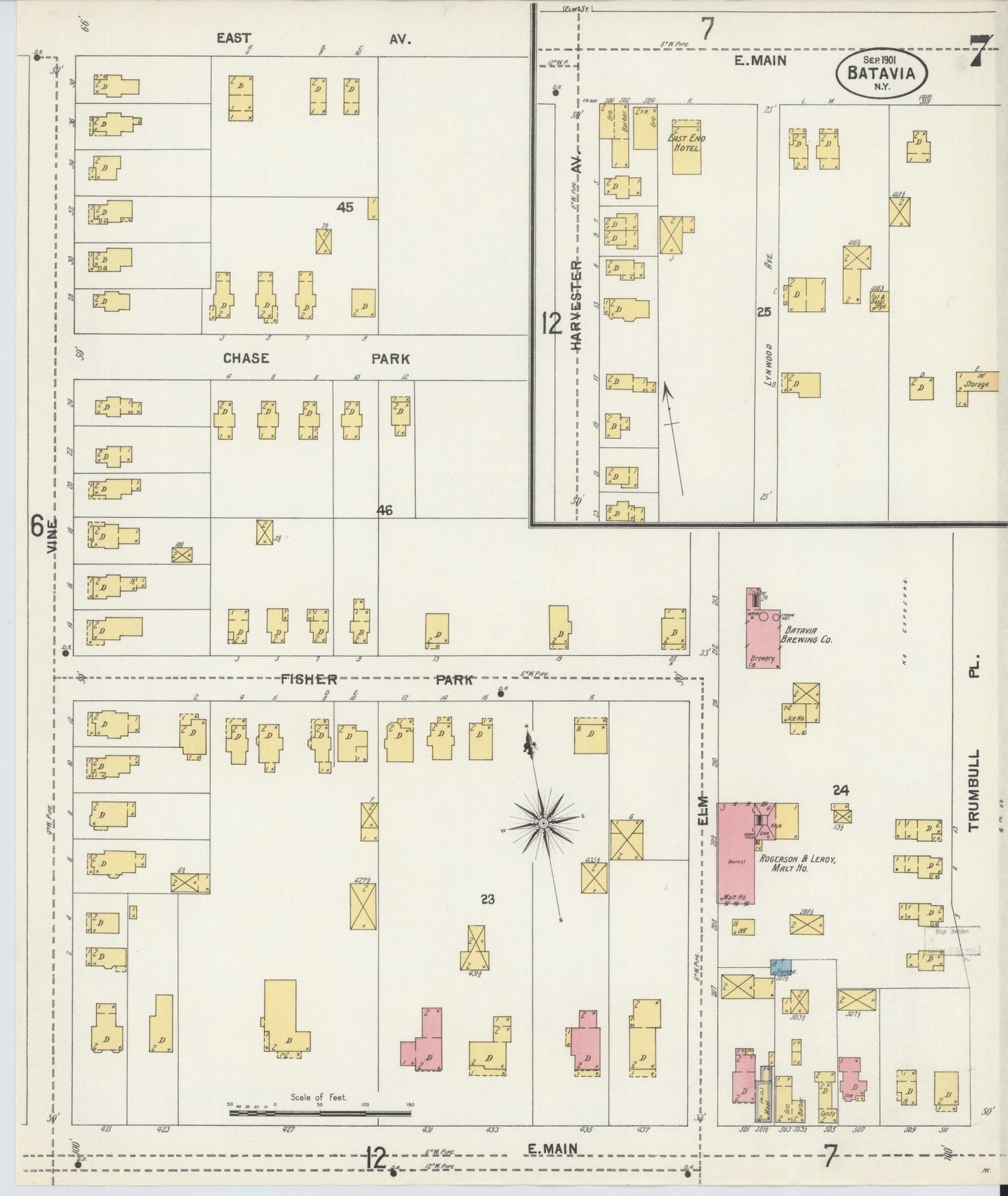 Sanborn Fire Insurance Map from Batavia, Genesee County, New York (1901), Sheet #0007 - Complete Map Set gallery image, historic Sanborn map, vintage wall art, New York New York