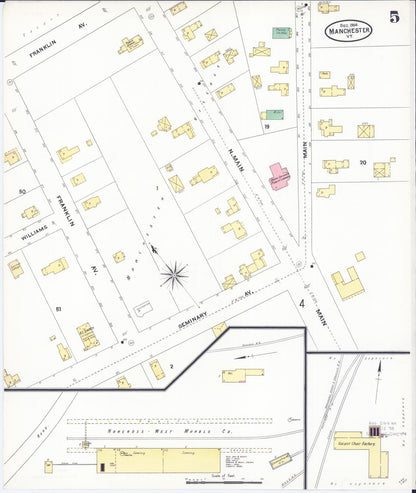 Sanborn Fire Insurance Map from Manchester, Bennington County, Vermont (1904), Sheet #0005 - Complete Map Set gallery image, historic Sanborn map, vintage wall art, Vermont Vermont