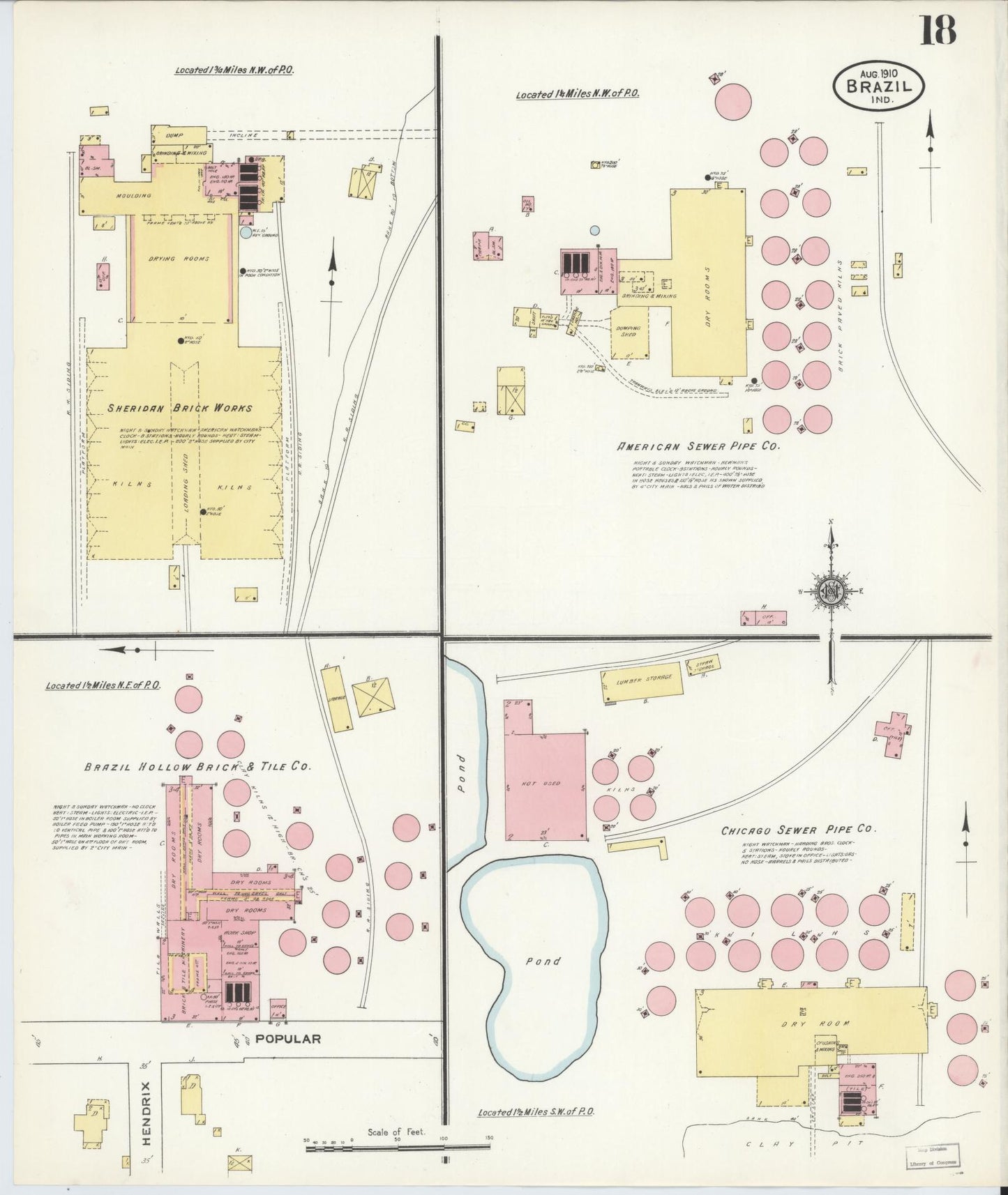 Sanborn Fire Insurance Map from Brazil, Clay County, Indiana (1910), Sheet #0018 - Complete Map Set gallery image, historic Sanborn map, vintage wall art, Indiana Indiana