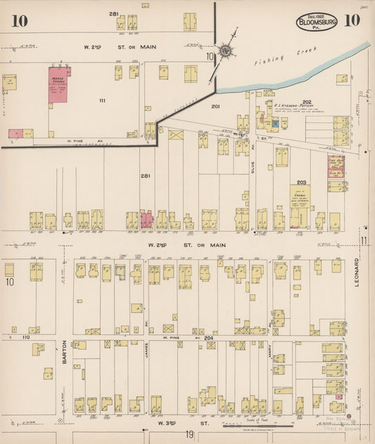 Sanborn Fire Insurance Map from Bloomsburg, Columbia County, Pennsylvania (1922), Sheet #0010 - Historic Sanborn Fire Insurance Map Print, vintage old map wall art, antique decor, genealogy gift, Pennsylvania Pennsylvania map