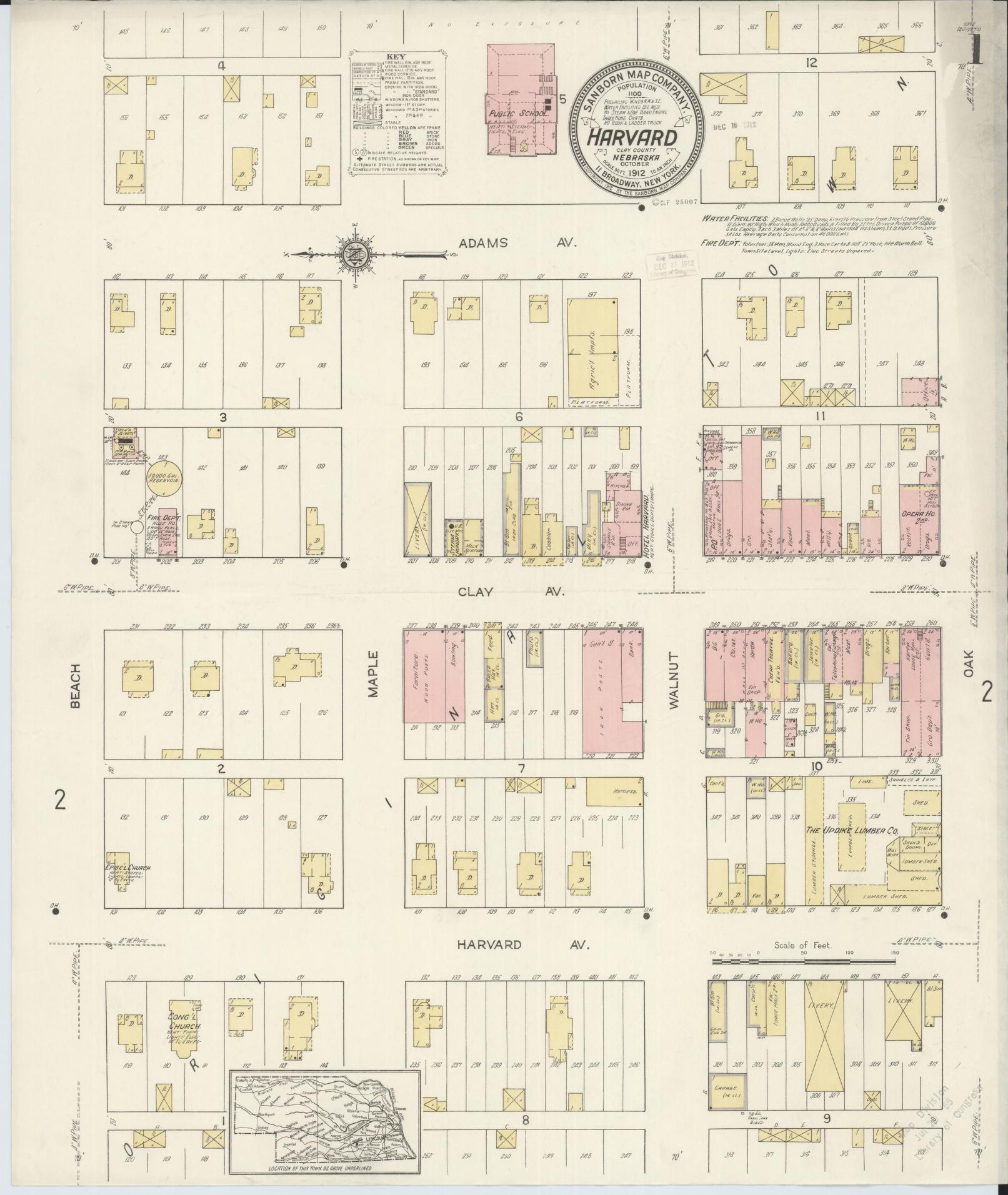 Sanborn Fire Insurance Map from Harvard, Clay County, Nebraska. (1912) – Historic Sanborn Fire Insurance Map Print