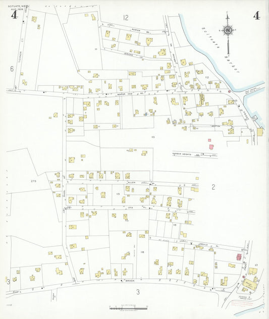 Sanborn Fire Insurance Map from Scituate, Plymouth County, Massachusetts (1939), Sheet #0004 - Historic Sanborn Fire Insurance Map Print, vintage old map wall art, antique decor, genealogy gift, Massachusetts Massachusetts map