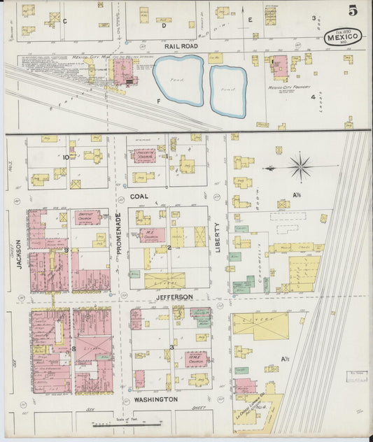 Sanborn Fire Insurance Map from Mexico, Audrain County, Missouri (1890), Sheet #0005 - Historic Sanborn Fire Insurance Map Print, vintage old map wall art, antique decor, genealogy gift, Missouri Missouri map