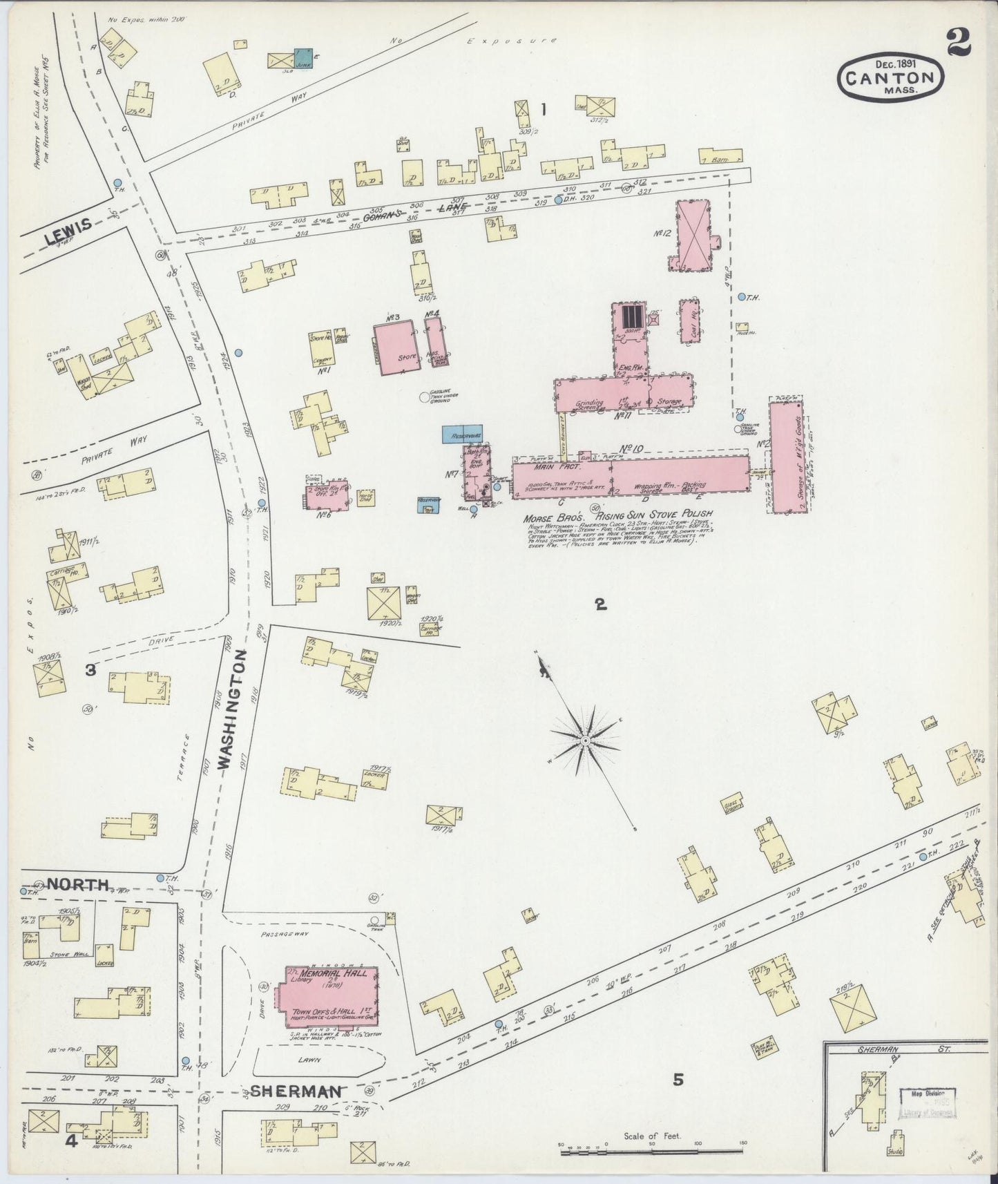 Sanborn Fire Insurance Map from Canton, Norfolk County, Massachusetts (1891), Sheet #0002 - Complete Map Set gallery image, historic Sanborn map, vintage wall art, Massachusetts Massachusetts
