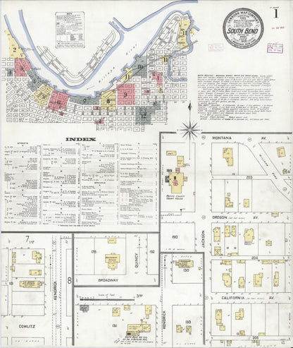 Sanborn Fire Insurance Map from South Bend, Pacific County, Washington (1909), Sheet #0001 - Complete Map Set gallery image, historic Sanborn map, vintage wall art, Washington Washington