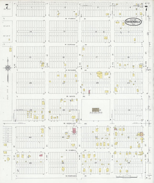 Sanborn Fire Insurance Map from Raymondville, Willacy County, Texas (1930), Sheet #0007 - Historic Sanborn Fire Insurance Map Print, vintage old map wall art, antique decor, genealogy gift, Texas Texas map
