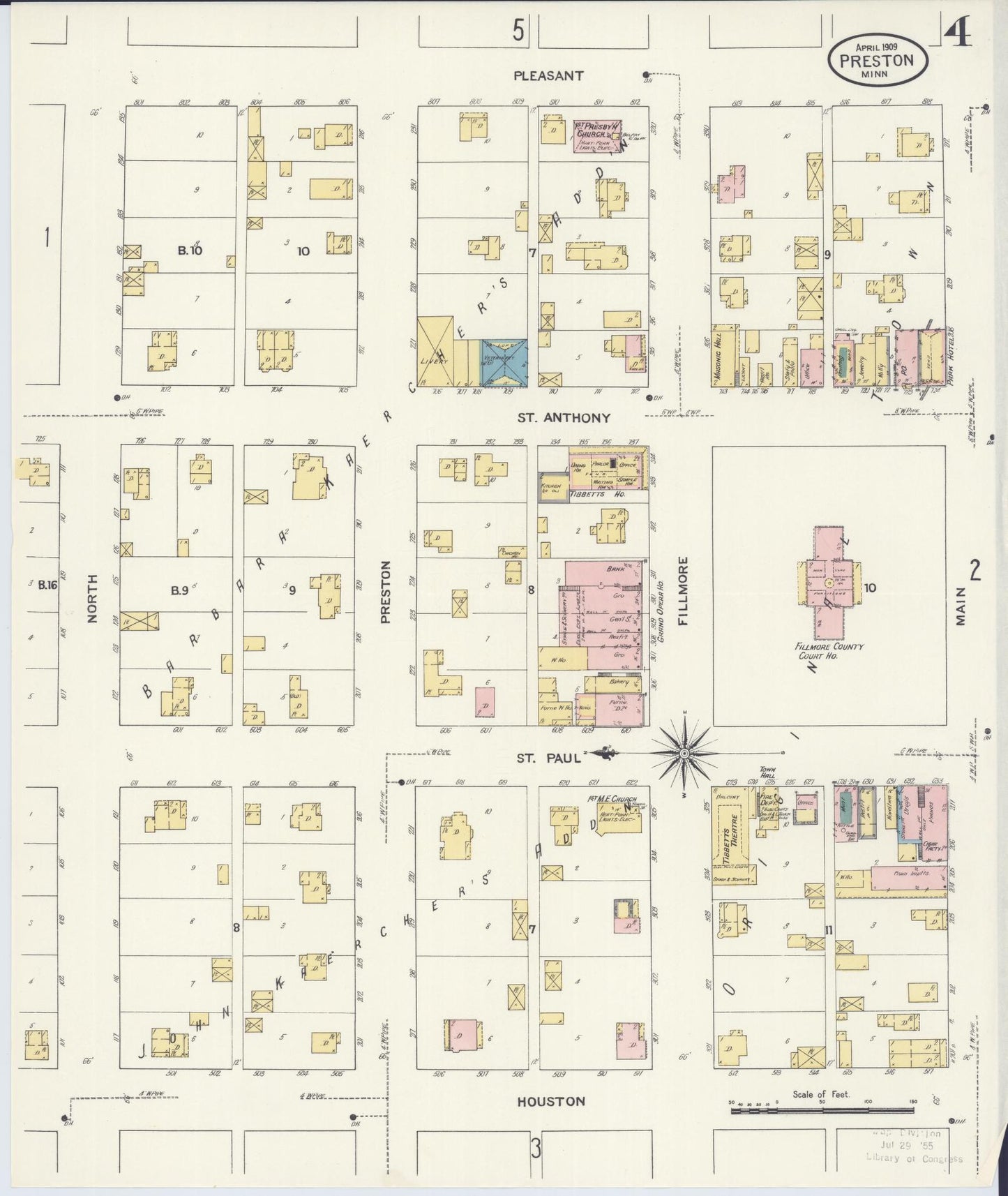 Sanborn Fire Insurance Map from Preston, Fillmore County, Minnesota (1909), Sheet #0004 - Complete Map Set gallery image, historic Sanborn map, vintage wall art, Minnesota Minnesota