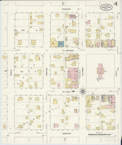 Sanborn Fire Insurance Map from Preston, Fillmore County, Minnesota (1909), Sheet #0004 - Complete Map Set gallery image, historic Sanborn map, vintage wall art, Minnesota Minnesota