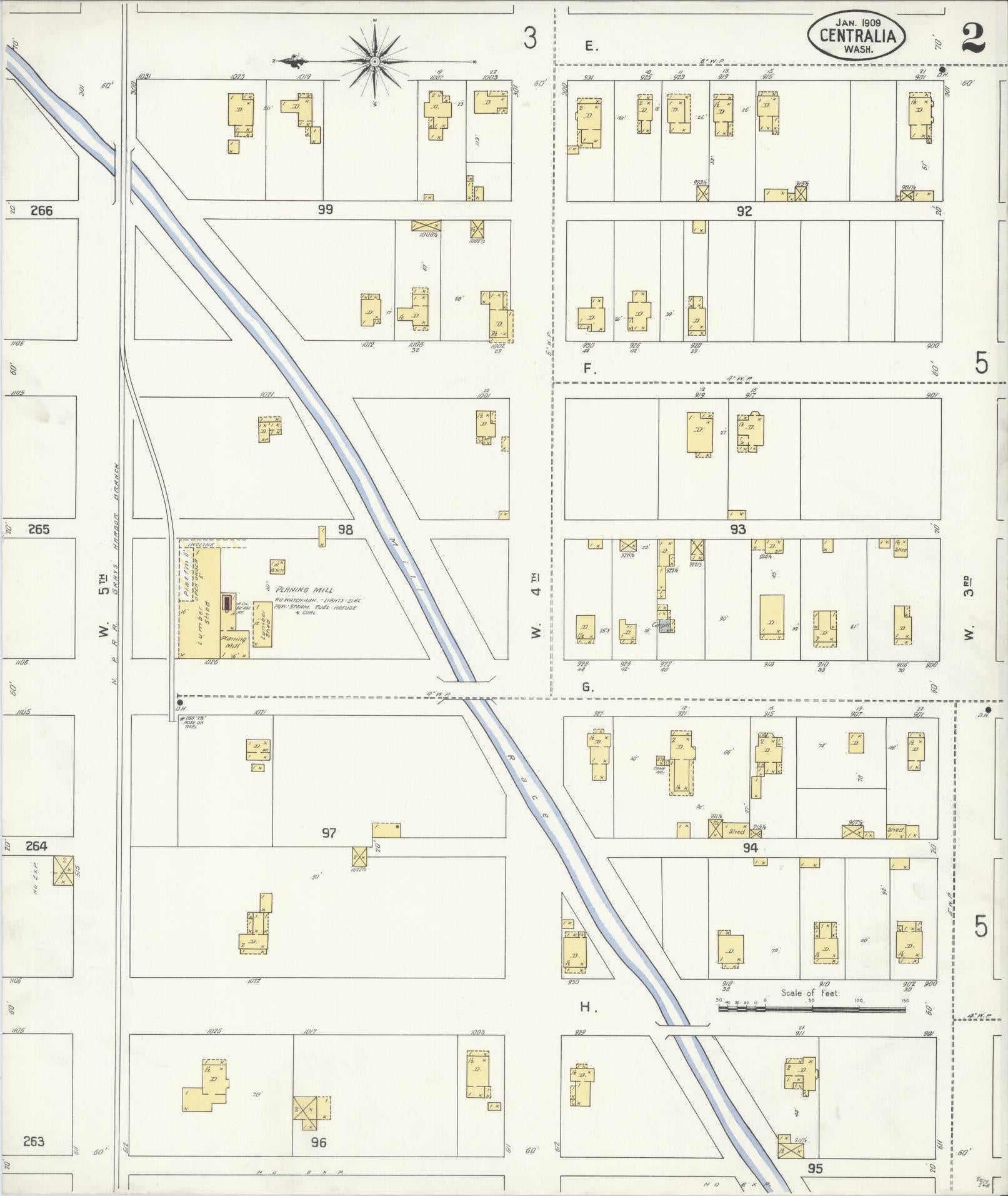 Sanborn Fire Insurance Map from Centralia, Lewis County, Washington (1909), Sheet #0002 - Complete Map Set gallery image, historic Sanborn map, vintage wall art, Washington Washington