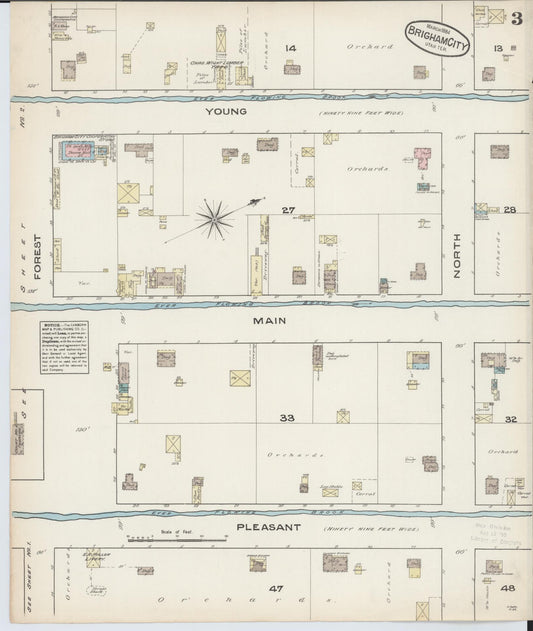 Sanborn Fire Insurance Map from Brigham City, Box Elder County, Utah (1884), Sheet #0003 - Historic Sanborn Fire Insurance Map Print, vintage old map wall art, antique decor, genealogy gift, Utah Utah map