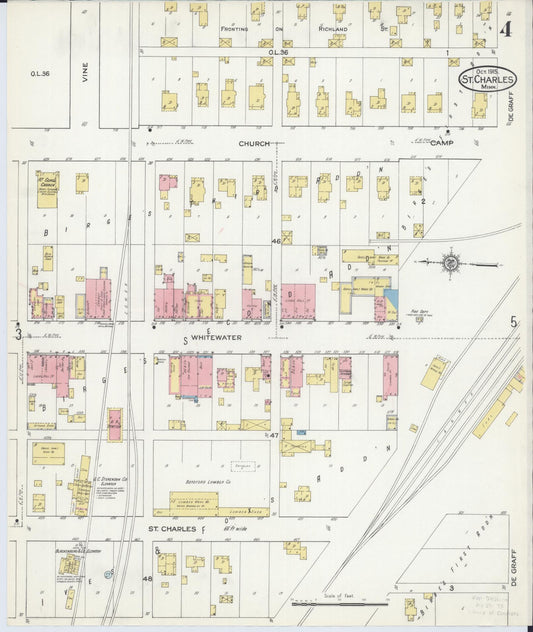 Sanborn Fire Insurance Map from Saint Charles, Winona County, Minnesota (1915), Sheet #0004 - Historic Sanborn Fire Insurance Map Print, vintage old map wall art, antique decor, genealogy gift, Minnesota Minnesota map