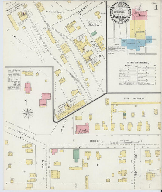 Sanborn Fire Insurance Map from Geneseo, Livingston County, New York (1894), Sheet #0001 - Complete Map Set gallery image, historic Sanborn map, vintage wall art, New York New York