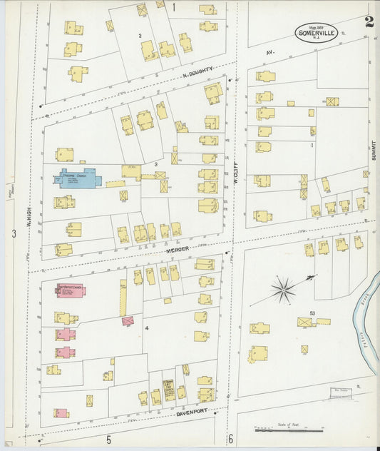 Sanborn Fire Insurance Map from Somerville, Somerset County, New Jersey (1902), Sheet #0002 - Historic Sanborn Fire Insurance Map Print, vintage old map wall art, antique decor, genealogy gift, New Jersey New Jersey map