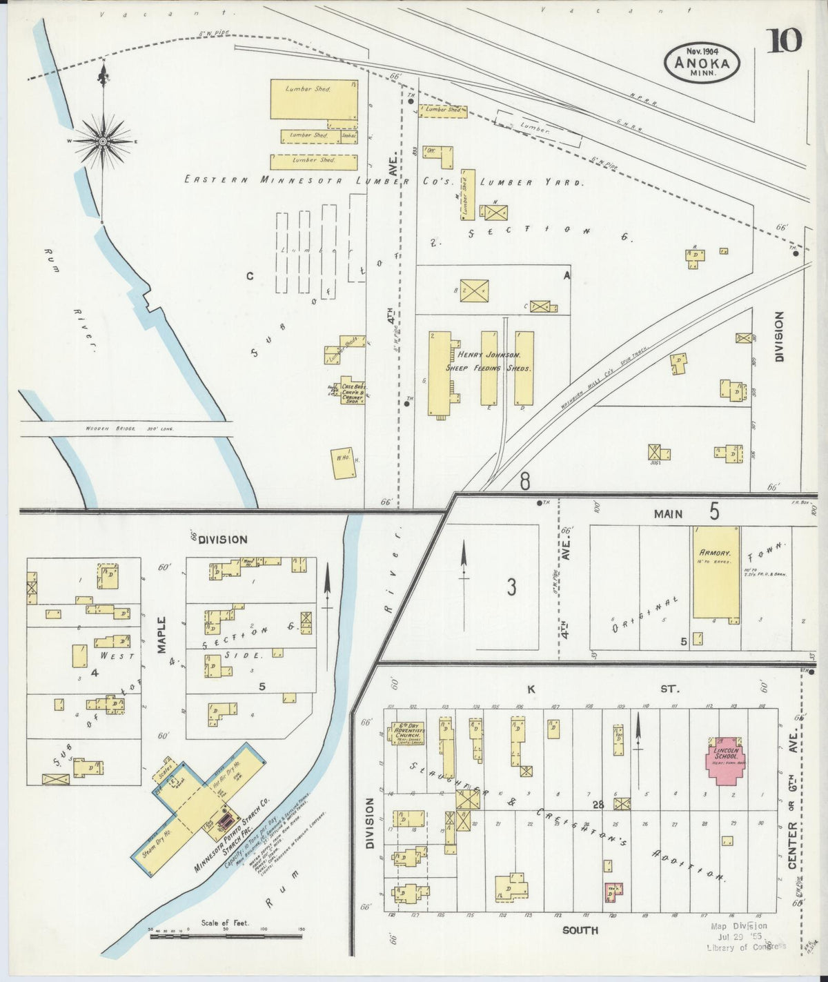 Sanborn Fire Insurance Map from Anoka, Anoka County, Minnesota (1904), Sheet #0010 - Complete Map Set gallery image, historic Sanborn map, vintage wall art, Minnesota Minnesota