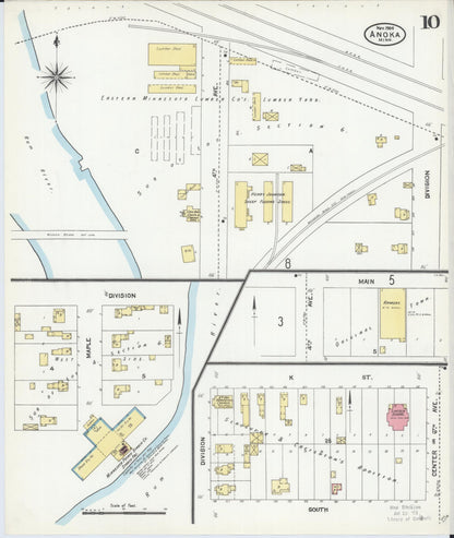 Sanborn Fire Insurance Map from Anoka, Anoka County, Minnesota (1904), Sheet #0010 - Complete Map Set gallery image, historic Sanborn map, vintage wall art, Minnesota Minnesota