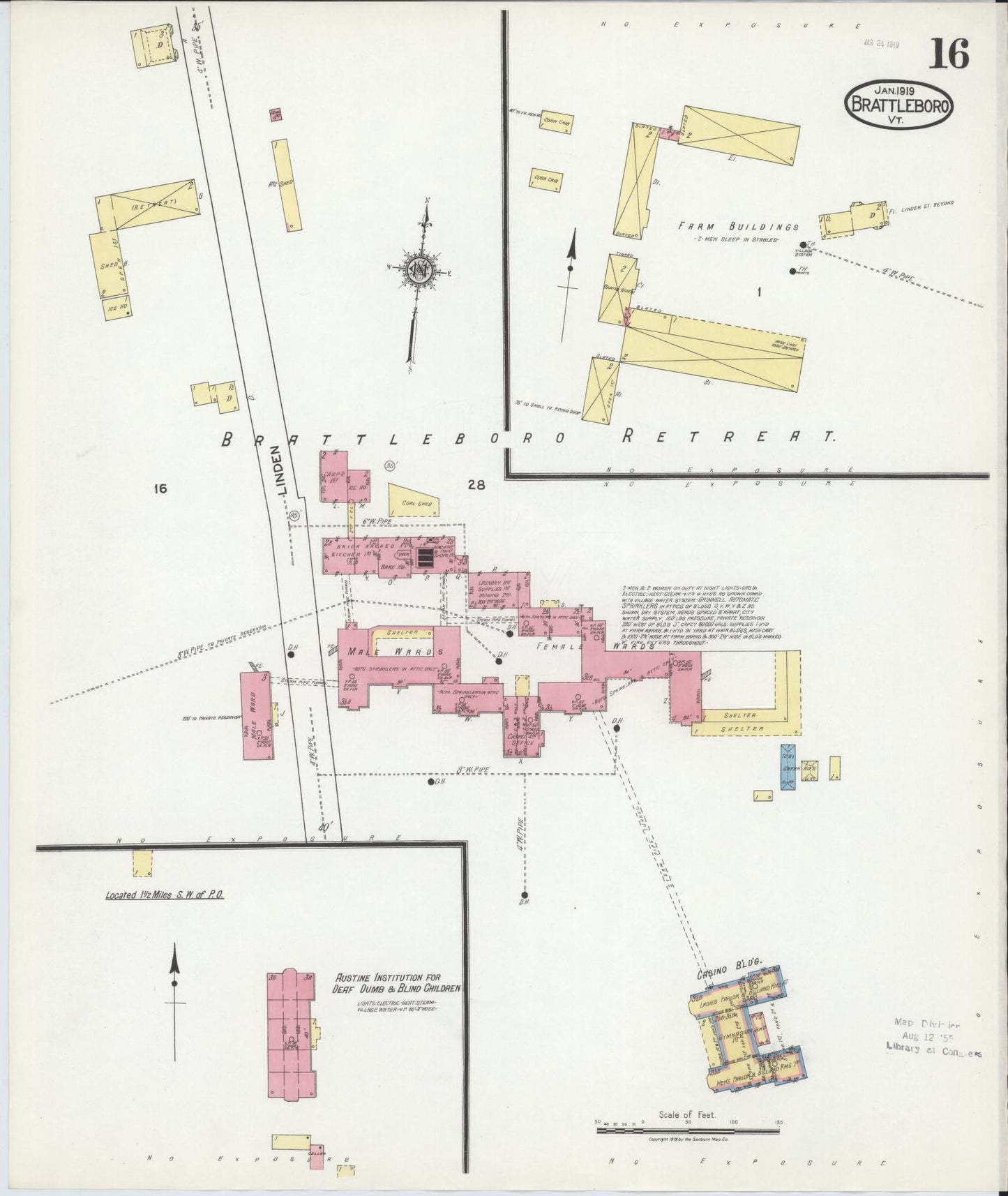 Sanborn Fire Insurance Map from Brattleboro, Windham County, Vermont (1919), Sheet #0016 - Complete Map Set gallery image, historic Sanborn map, vintage wall art, Vermont Vermont