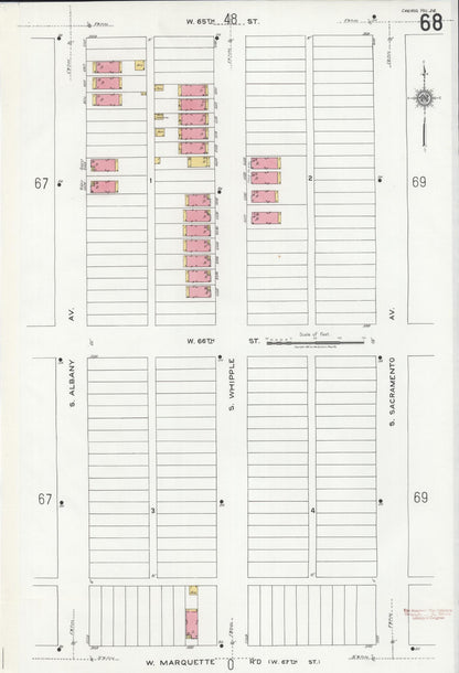 Sanborn Fire Insurance Map from Chicago, Cook County, Illinois (1920), Sheet #0068 - Historic Sanborn Fire Insurance Map Print, vintage old map wall art, antique decor, genealogy gift, Illinois Illinois map