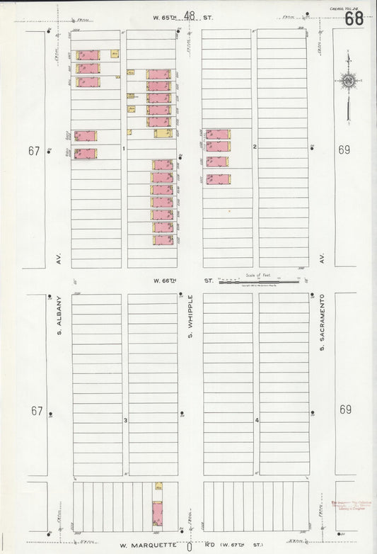 Sanborn Fire Insurance Map from Chicago, Cook County, Illinois (1920), Sheet #0068 - Historic Sanborn Fire Insurance Map Print, vintage old map wall art, antique decor, genealogy gift, Illinois Illinois map