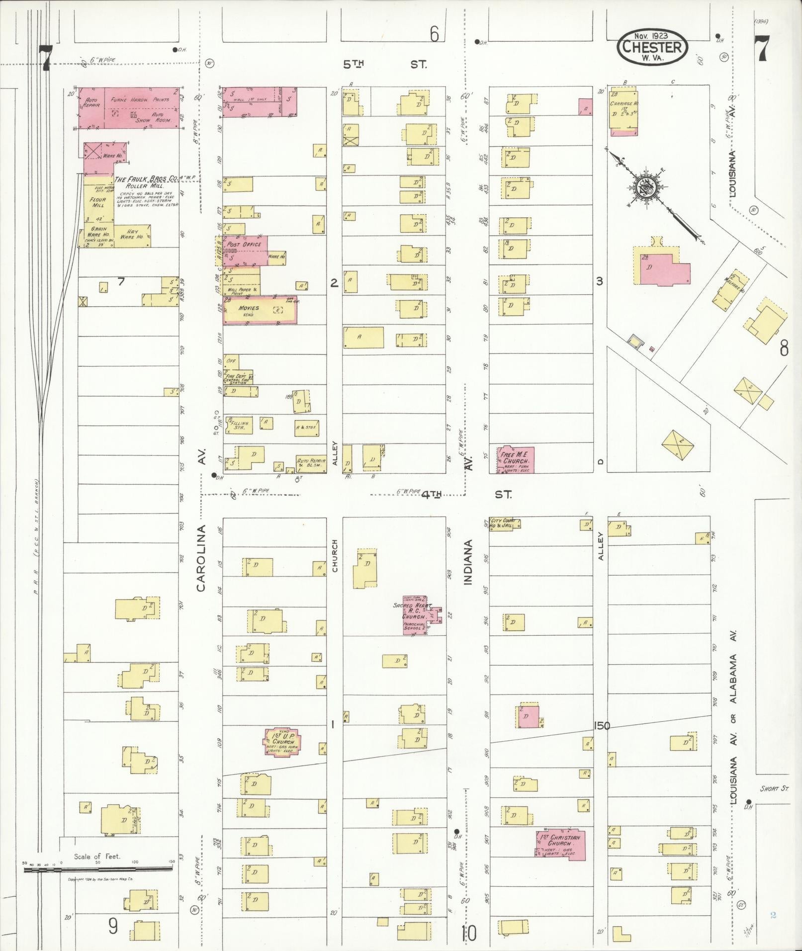 Sanborn Fire Insurance Map from Chester, Hancock County, West Virginia (1923), Sheet #0007 - Historic Sanborn Fire Insurance Map Print, vintage old map wall art, antique decor, genealogy gift, West Virginia West Virginia map
