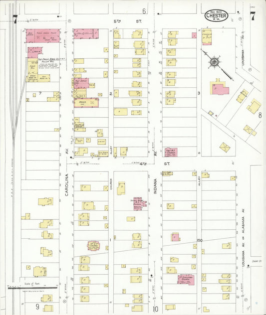 Sanborn Fire Insurance Map from Chester, Hancock County, West Virginia (1923), Sheet #0007 - Historic Sanborn Fire Insurance Map Print, vintage old map wall art, antique decor, genealogy gift, West Virginia West Virginia map