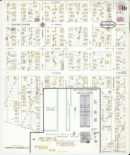 Sanborn Fire Insurance Map from Independence, Montgomery County, Kansas (1916), Sheet #0019 - Complete Map Set gallery image, historic Sanborn map, vintage wall art, Kansas Kansas