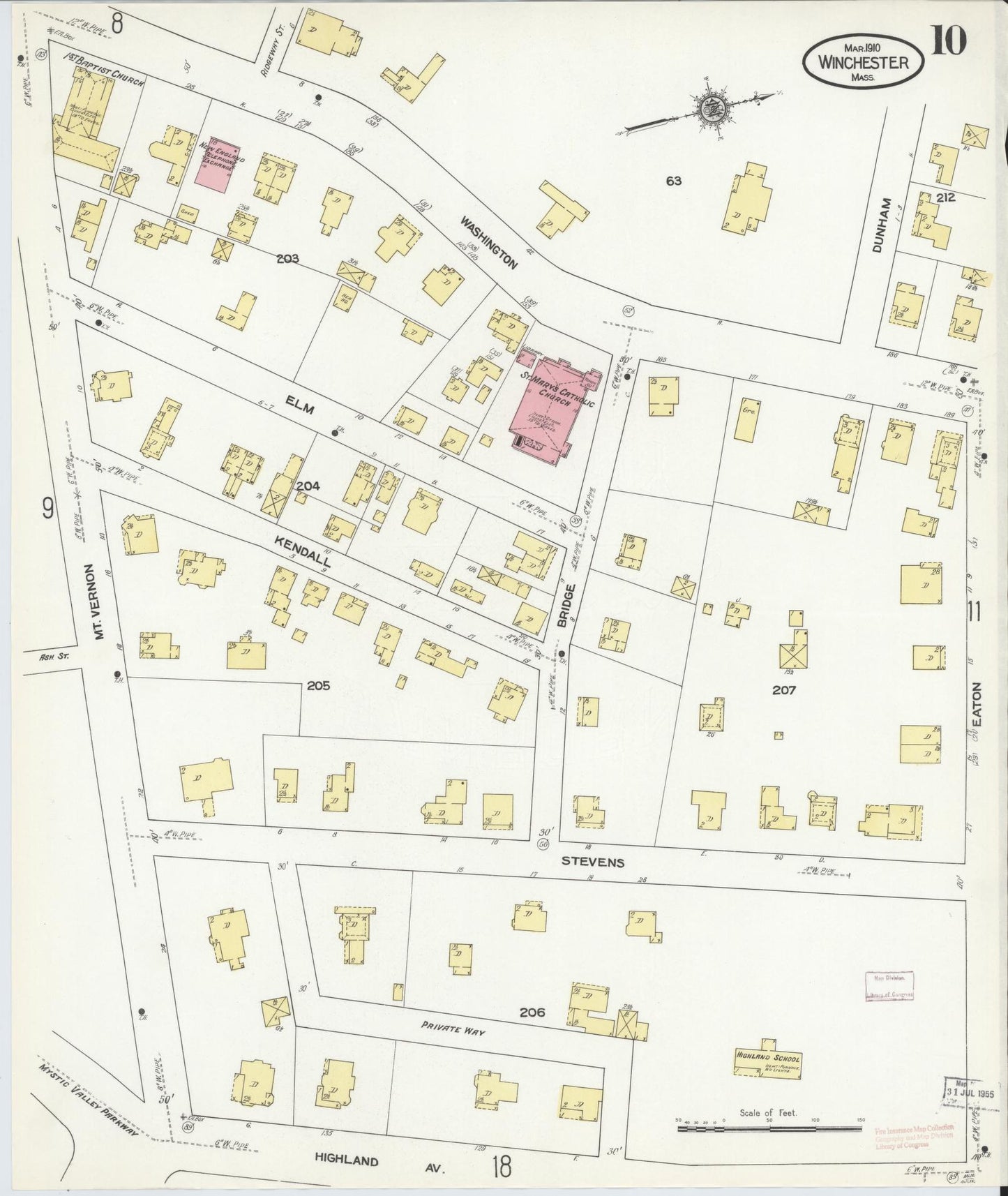 Sanborn Fire Insurance Map from Winchester, Middlesex County, Massachusetts (1910), Sheet #0010 - Complete Map Set gallery image, historic Sanborn map, vintage wall art, Massachusetts Massachusetts