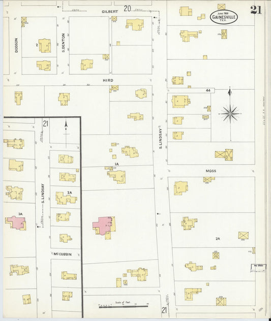 Sanborn Fire Insurance Map from Gainesville, Cooke County, Texas (1908), Sheet #0021 - Historic Sanborn Fire Insurance Map Print, vintage old map wall art, antique decor, genealogy gift, Texas Texas map