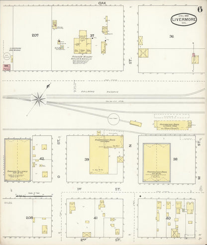 Sanborn Fire Insurance Map from Livermore, Alameda County, California (1893), Sheet #0006 - Complete Map Set gallery image, historic Sanborn map, vintage wall art, California California