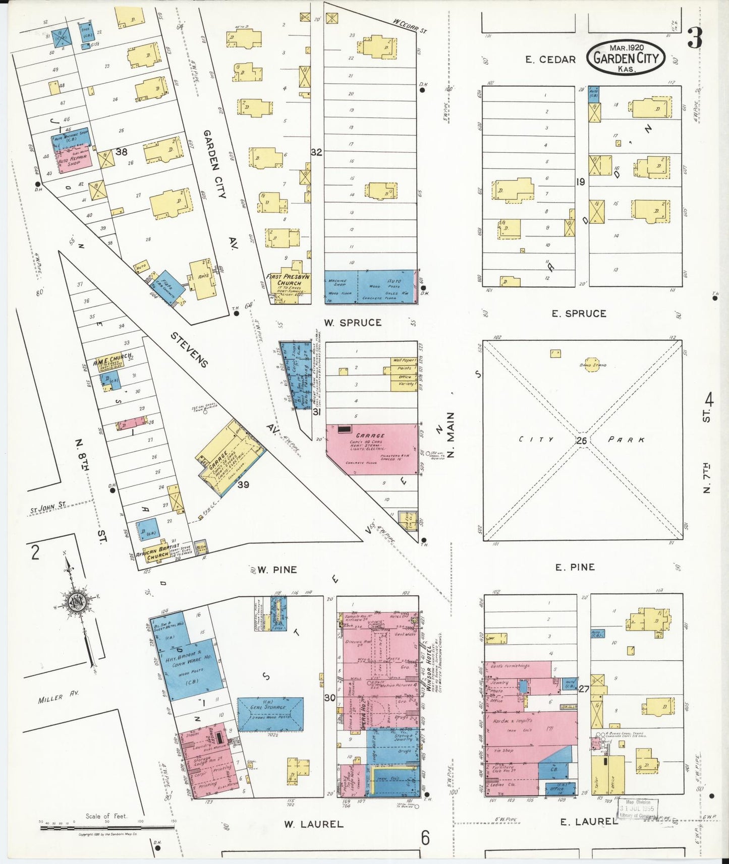 Sanborn Fire Insurance Map from Garden City, Finney County, Kansas (1920), Sheet #0003 - Historic Sanborn Fire Insurance Map Print, vintage old map wall art, antique decor, genealogy gift, Kansas Kansas map