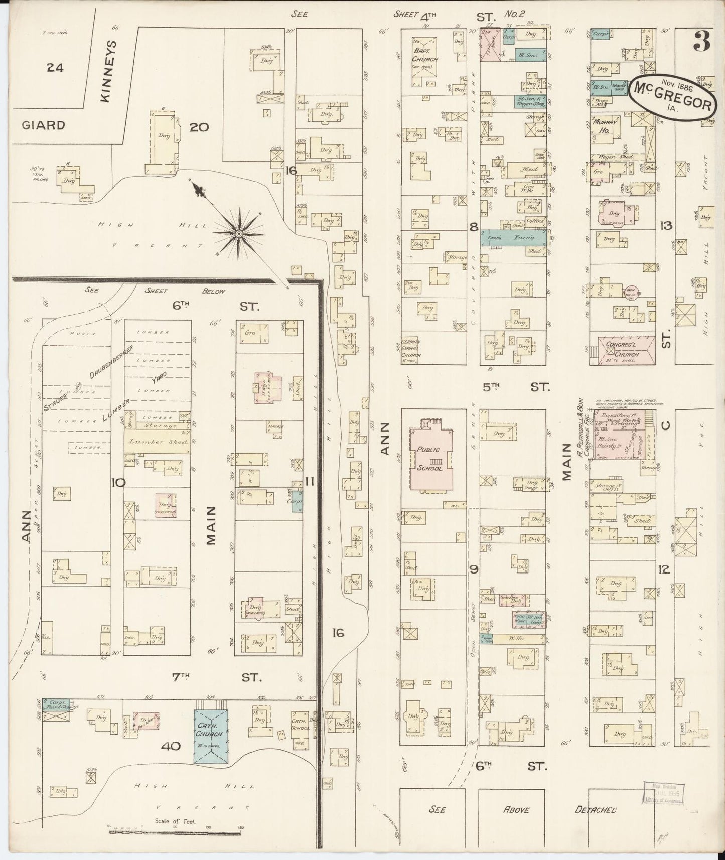 Sanborn Fire Insurance Map from McGregor, Clayton County, Iowa (1886), Sheet #0003 - Historic Sanborn Fire Insurance Map Print