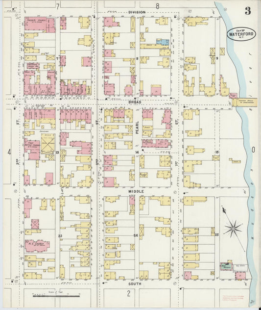 Sanborn Fire Insurance Map from Waterford, Saratoga County, New York (1897), Sheet #0003 - Historic Sanborn Fire Insurance Map Print, vintage old map wall art, antique decor, genealogy gift, New York New York map