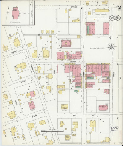 Sanborn Fire Insurance Map from Grenada, Grenada County, Mississippi (1902), Sheet #0002 - Complete Map Set gallery image, historic Sanborn map, vintage wall art, Mississippi Mississippi