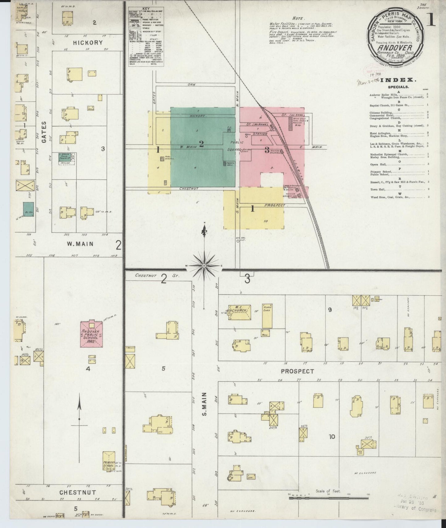 Sanborn Fire Insurance Map from Andover, Ashtabula County, Ohio. (1896) – Historic Sanborn Fire Insurance Map Print