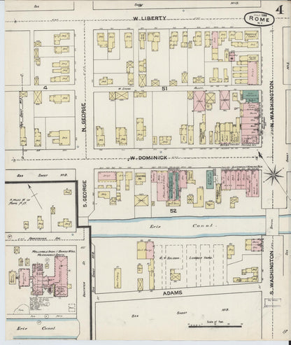 Sanborn Fire Insurance Map from Rome, Oneida County, New York (1888), Sheet #0004 - Historic Sanborn Fire Insurance Map Print, vintage old map wall art, antique decor, genealogy gift, New York New York map
