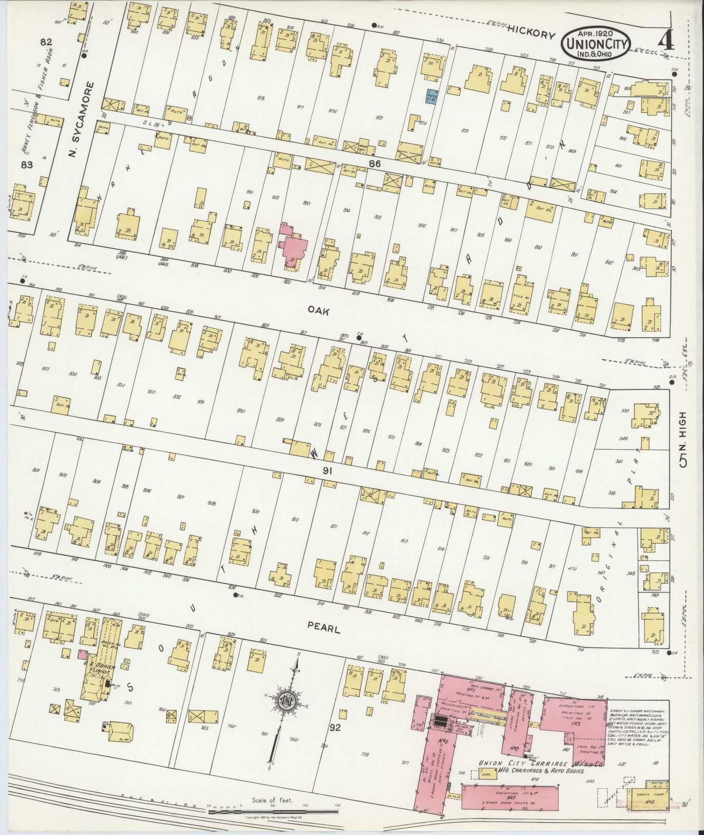 Sanborn Fire Insurance Map from Union City, Randolph County, Indiana (1920), Sheet #0004 - Complete Map Set gallery image, historic Sanborn map, vintage wall art, Indiana Indiana